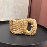 Stretchable Raffia Belt | Tan