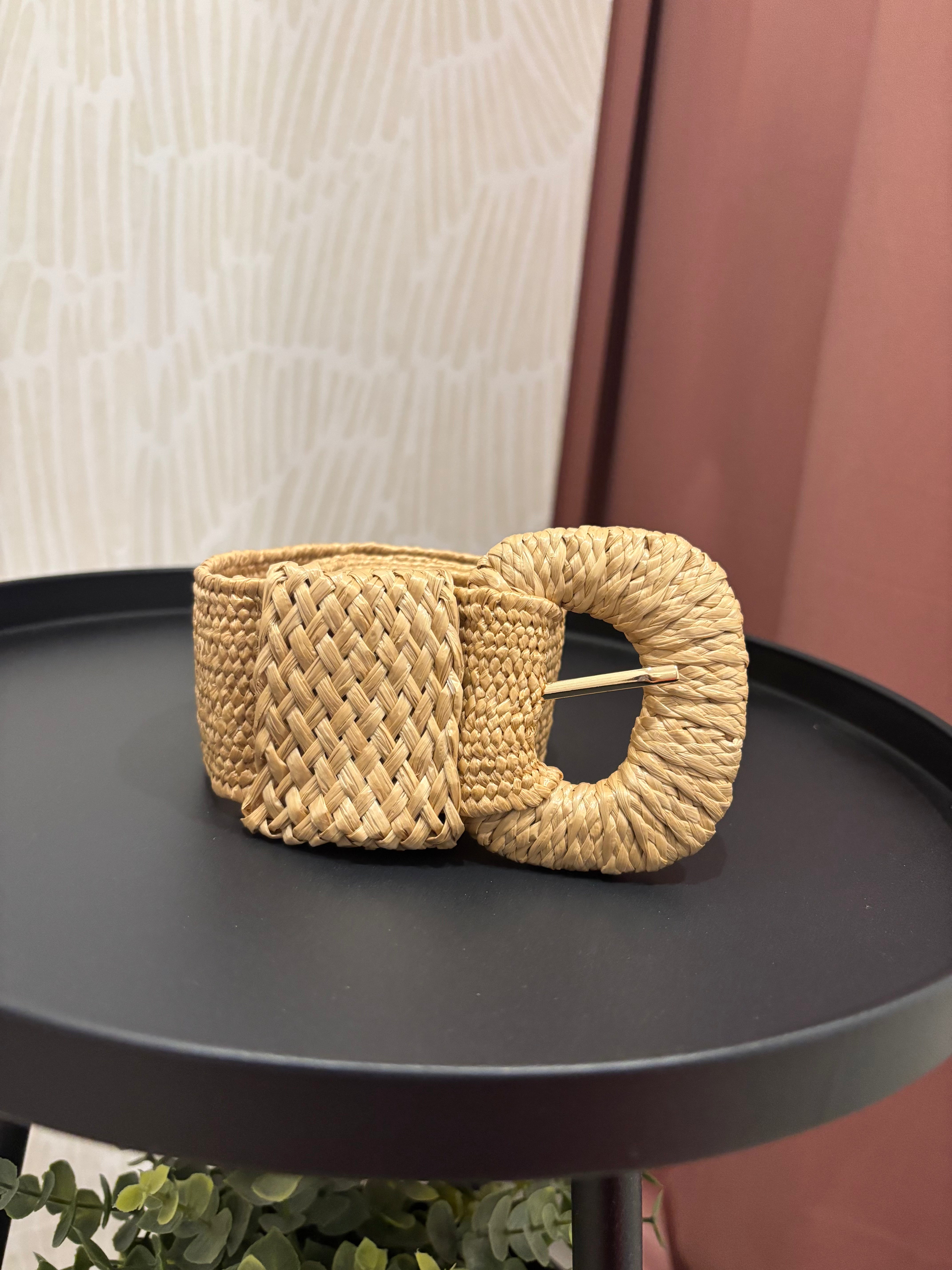 Stretchable Raffia Belt | Tan