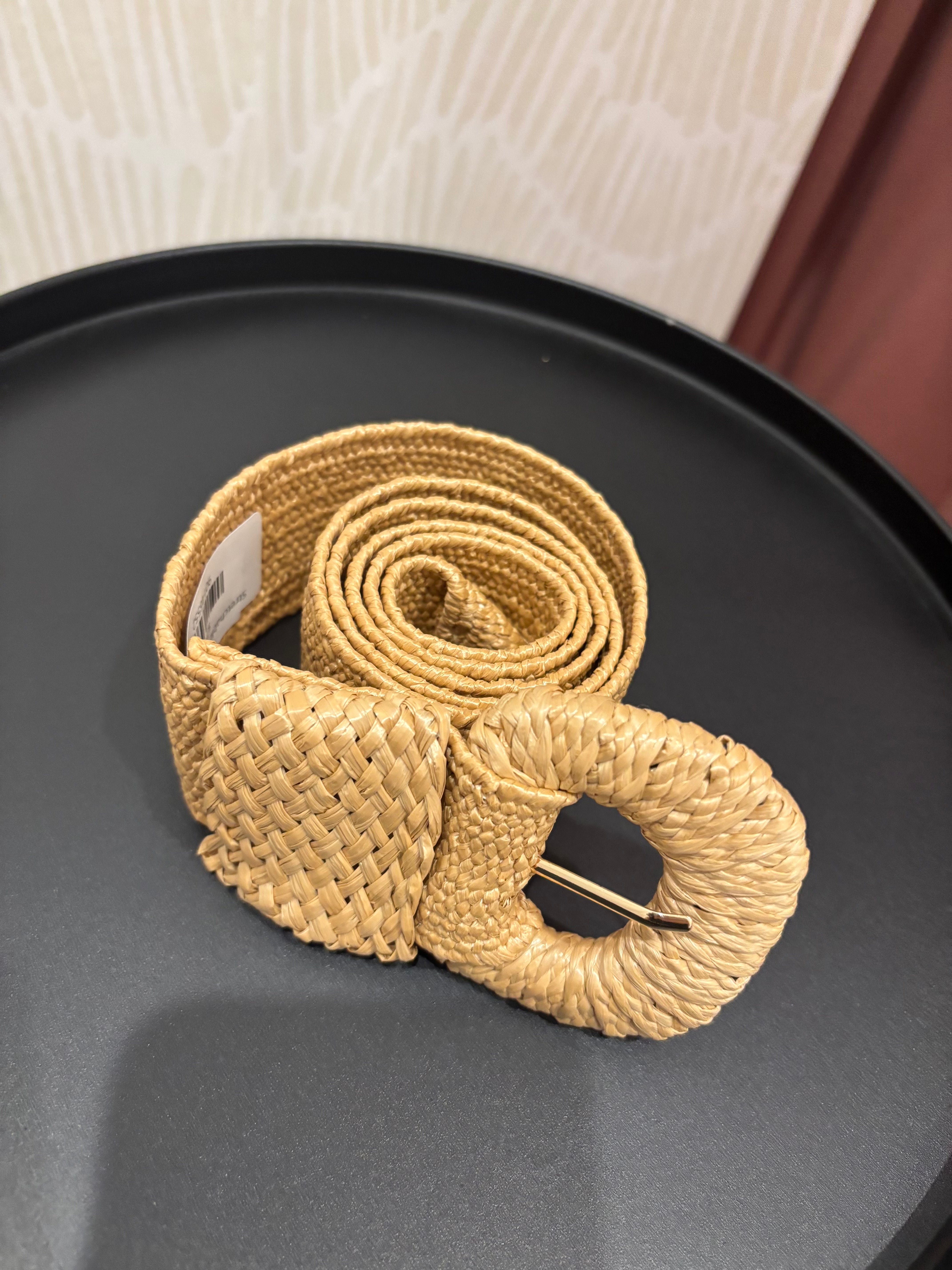 Stretchable Raffia Belt | Tan