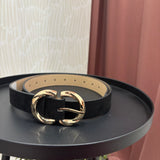 Gold Buckle Suede Belt | Black