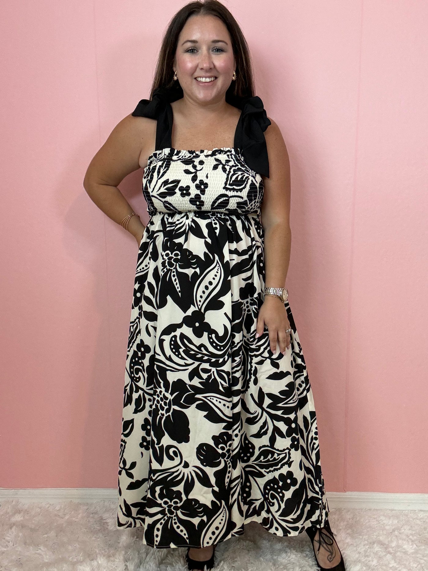 Black and White Floral Dress