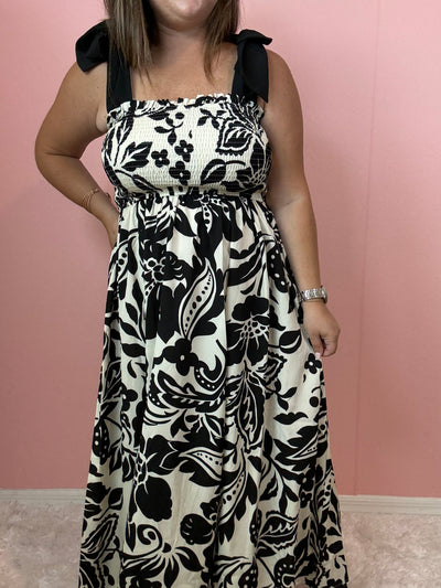 Black and White Floral Dress for events