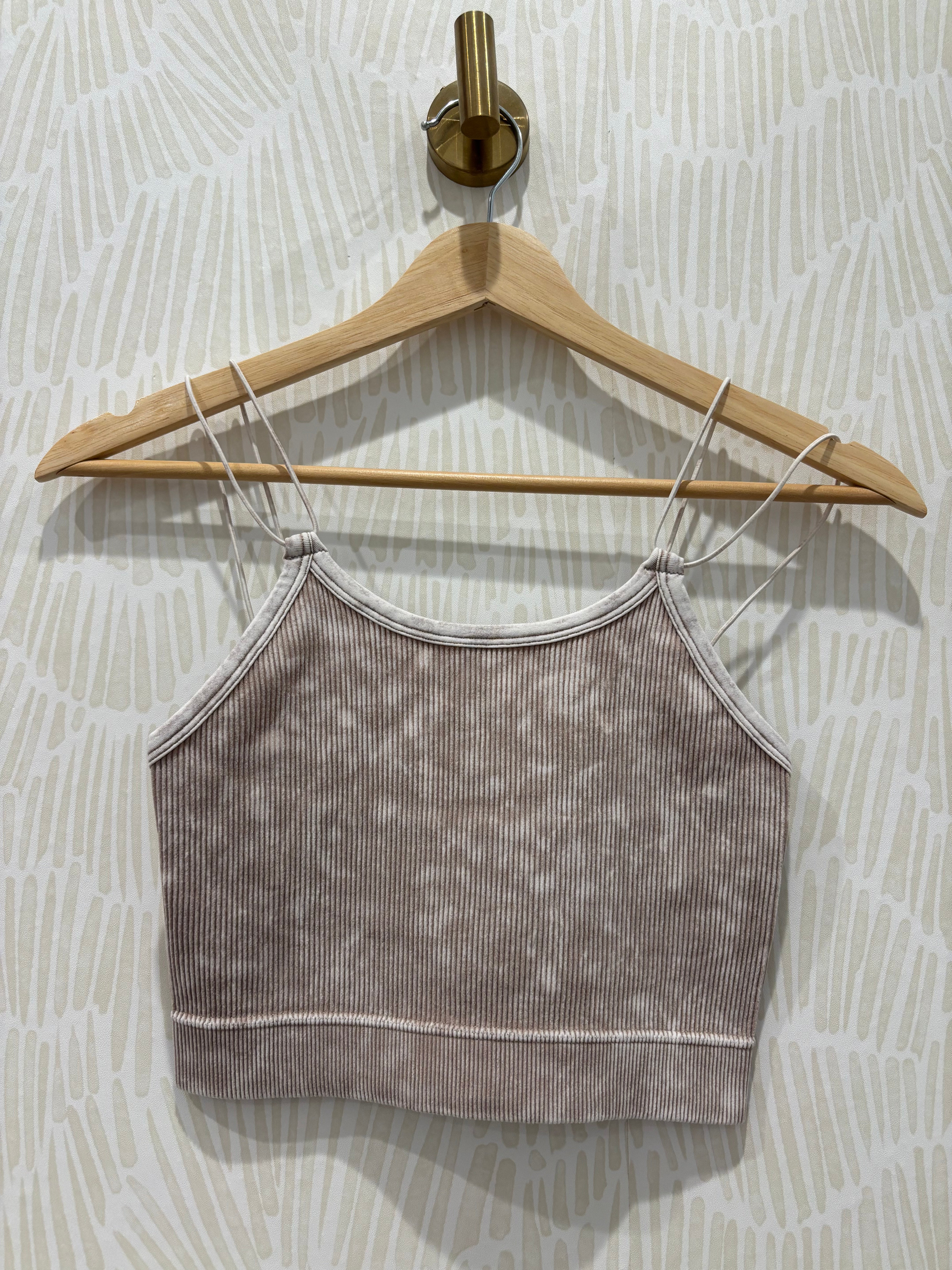 Ribbed Seamless Double Strap Brami | Ash Mocha