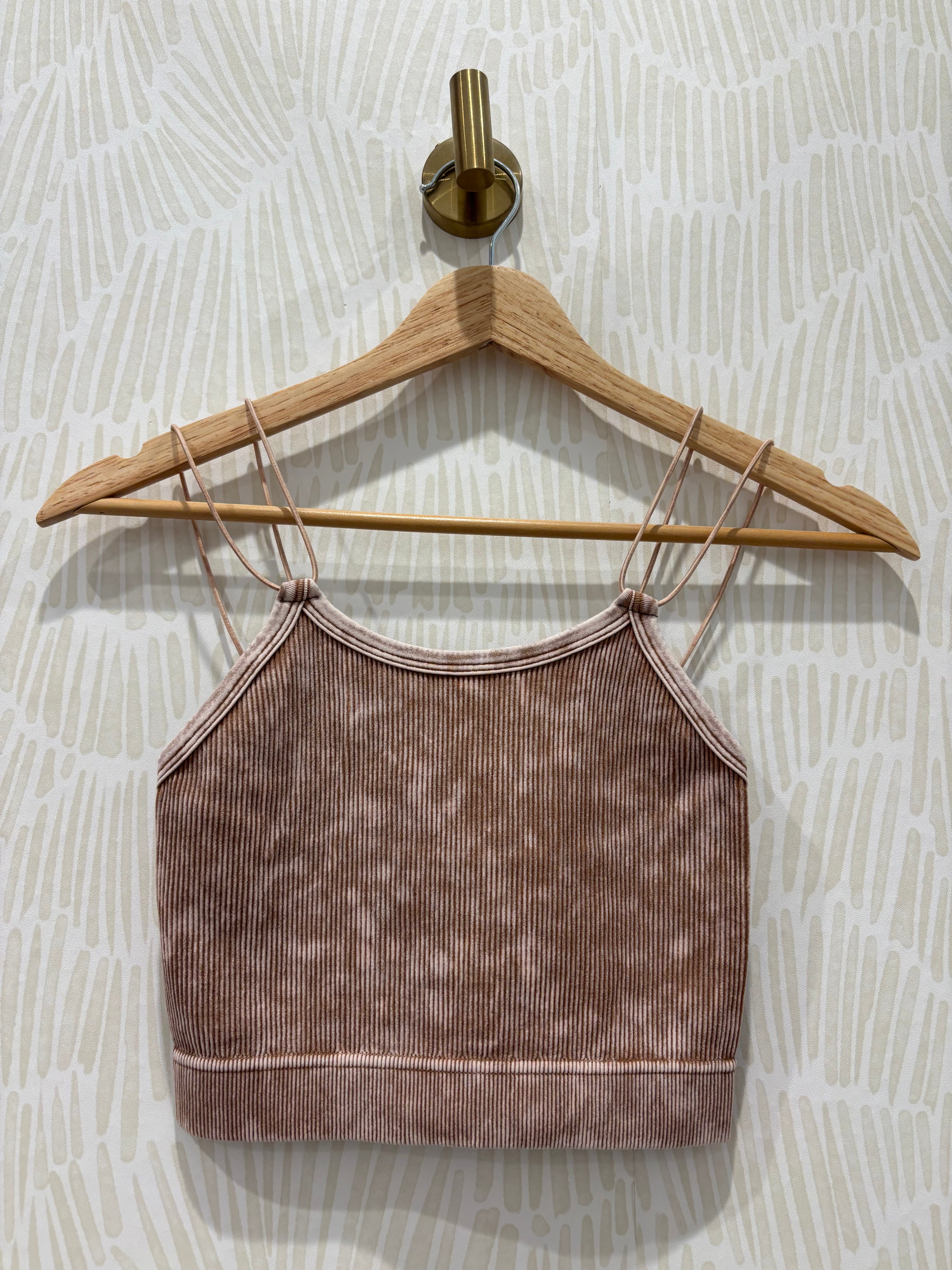 Ribbed Seamless Double Strap Brami | Deep Camel