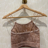 Ribbed Seamless Double Strap Brami | Deep Camel