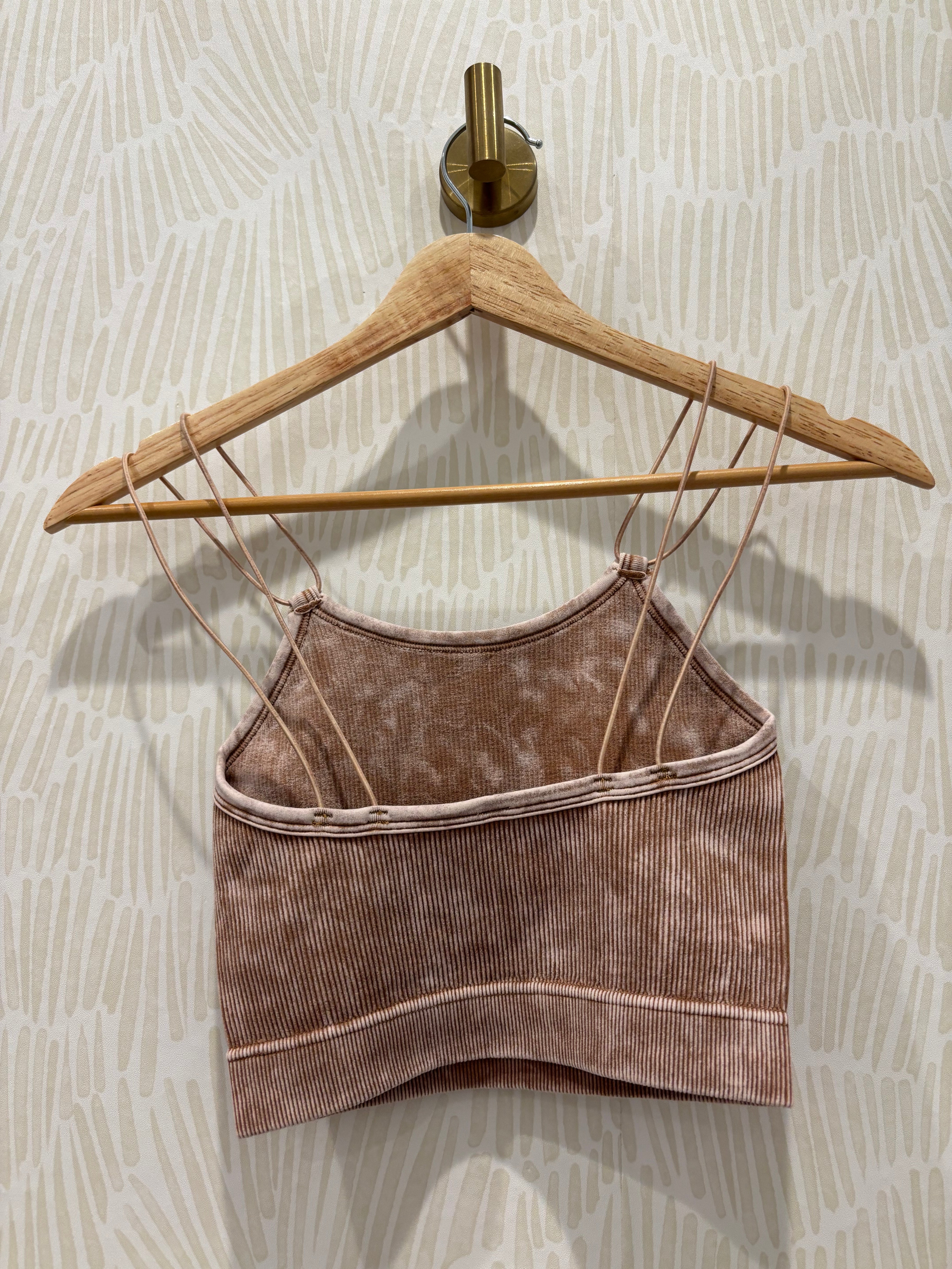 Ribbed Seamless Double Strap Brami | Deep Camel