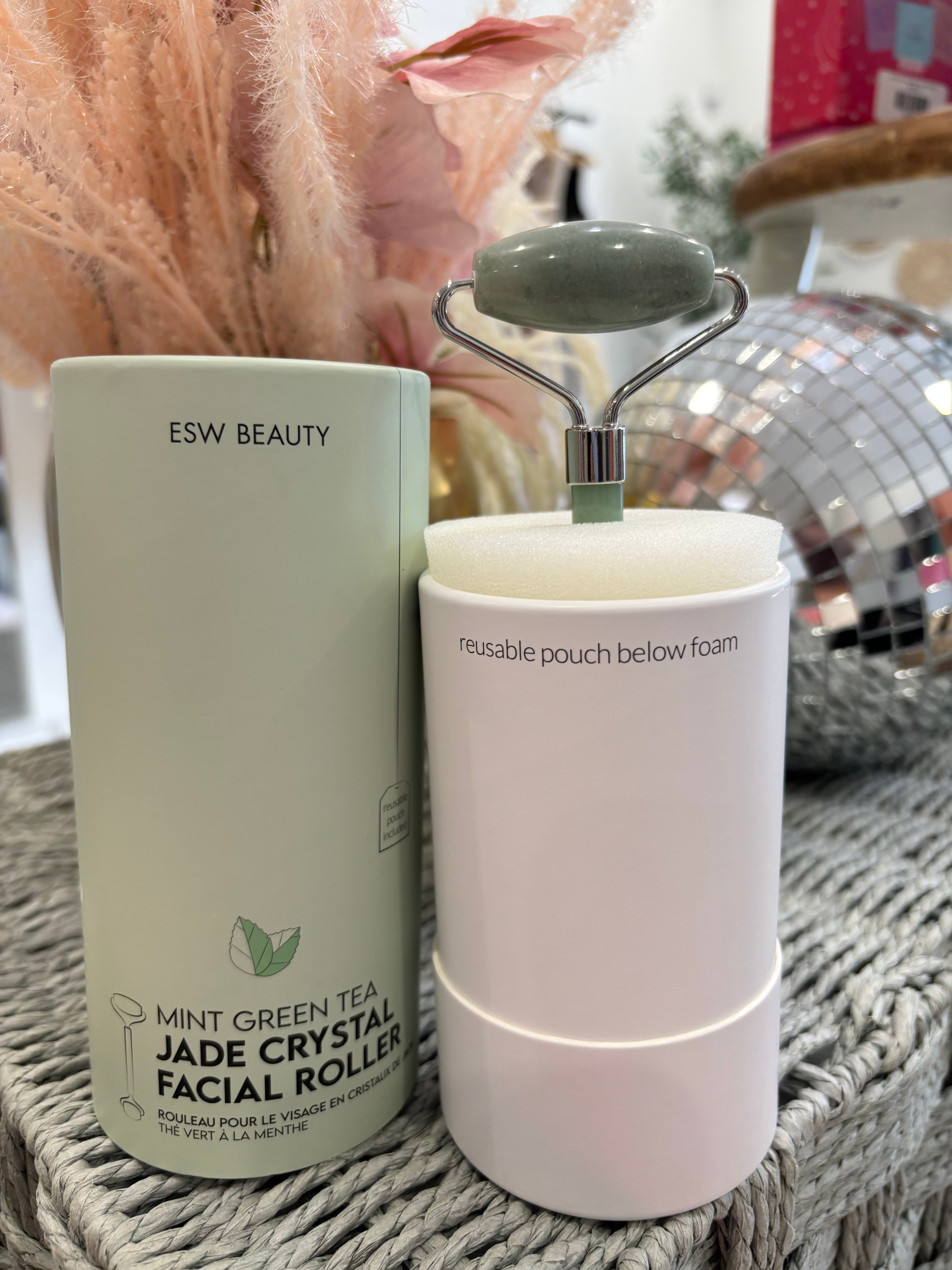 Mint Green Tea Jade Crystal Facial Roller