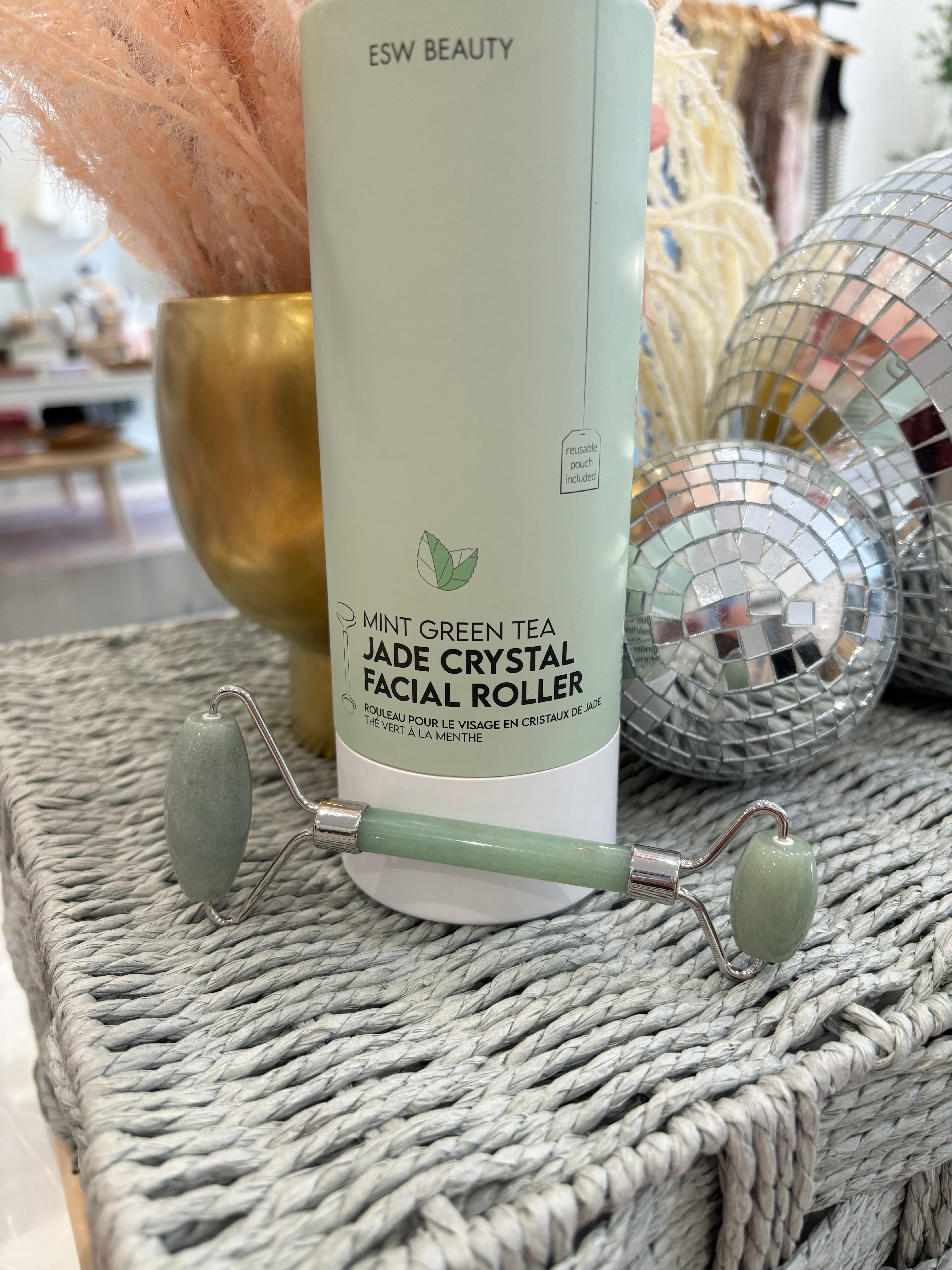 Mint Green Tea Jade Crystal Facial Roller