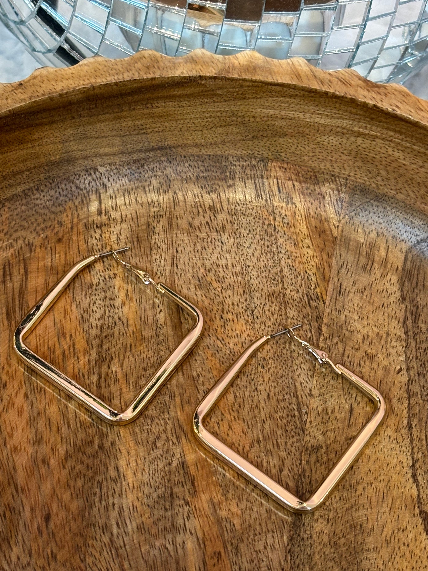 Square Hoop Earrings // Gold
