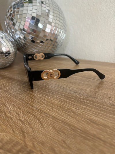 Gold and Black Womens Sunglasses Cateye