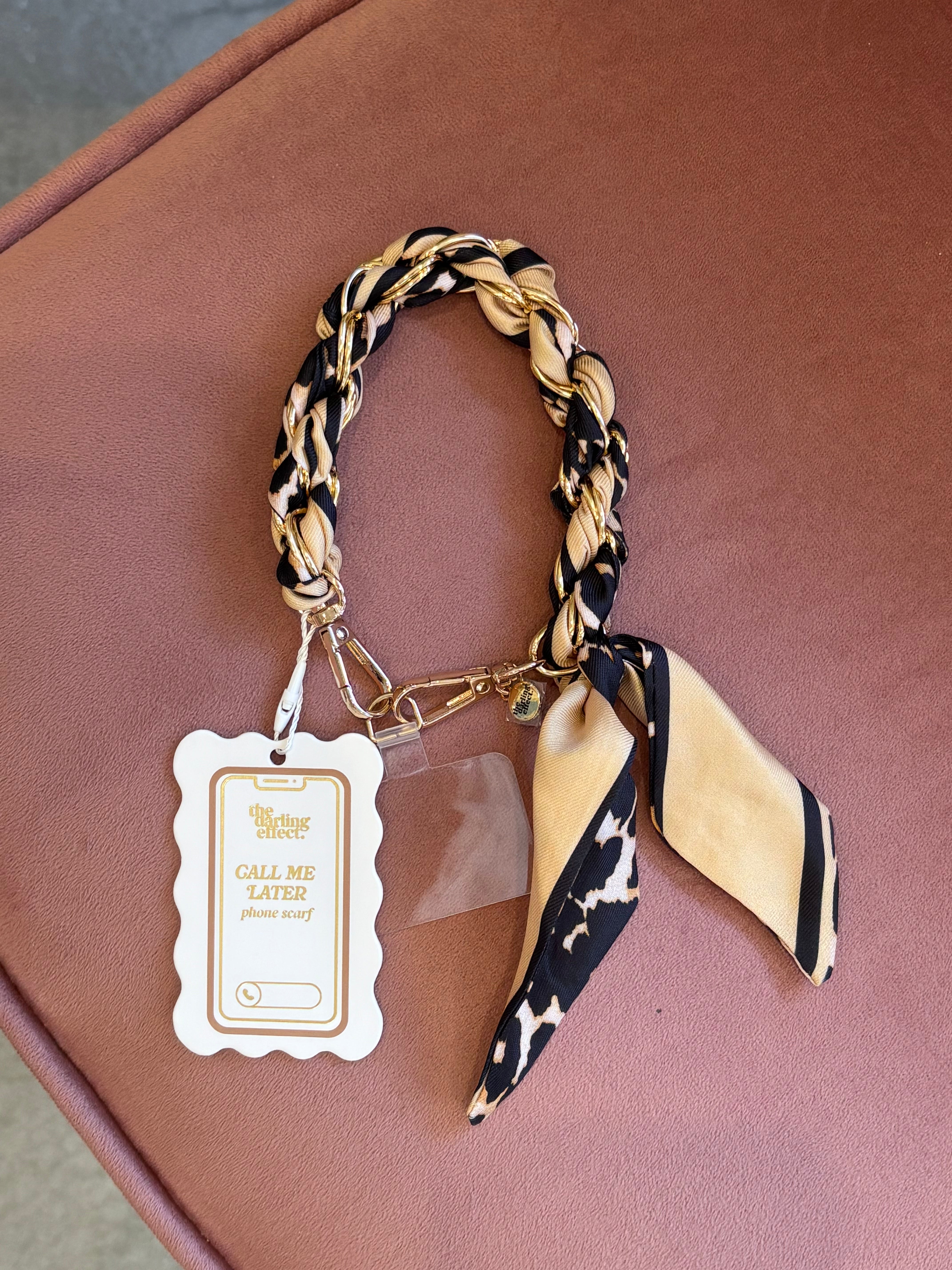 Gold Scarf Purse & Phone Chain | Cheetah