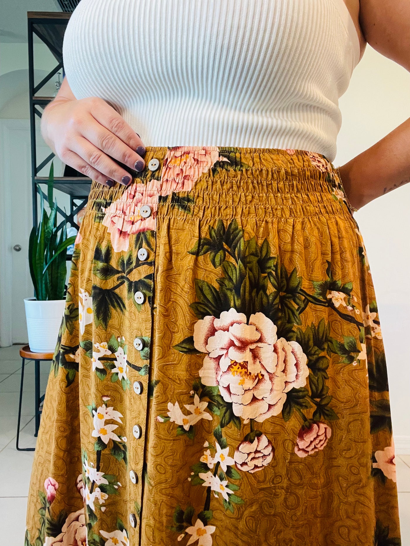 Floral Button Down Maxi Skirt