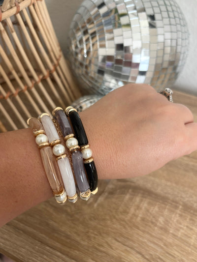 Pearl Beaded Acrylic Tube Bracelets