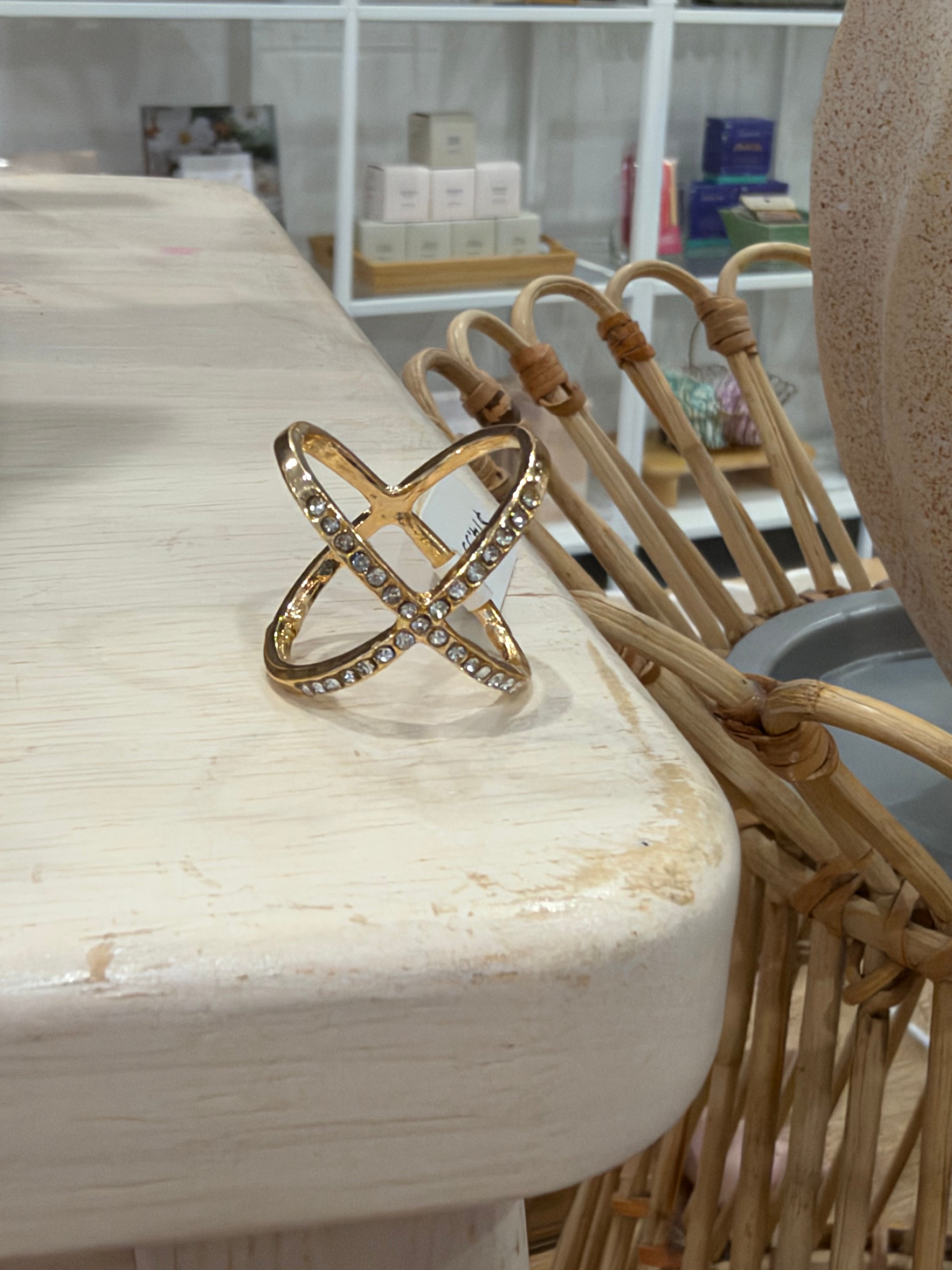 Scarf Holder Slider Ring | Rhinestone Cross