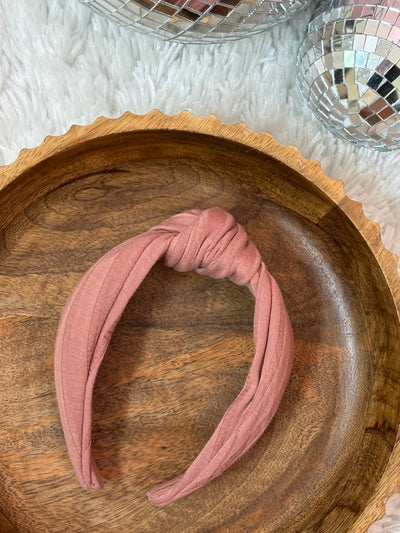 Rose Pink Top Knot Headband