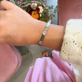 Rhinestone Clover Bangle | Silver