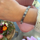 Rhinestone Clover Bangle | Silver