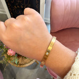 Rhinestone Clover Bangle | Gold