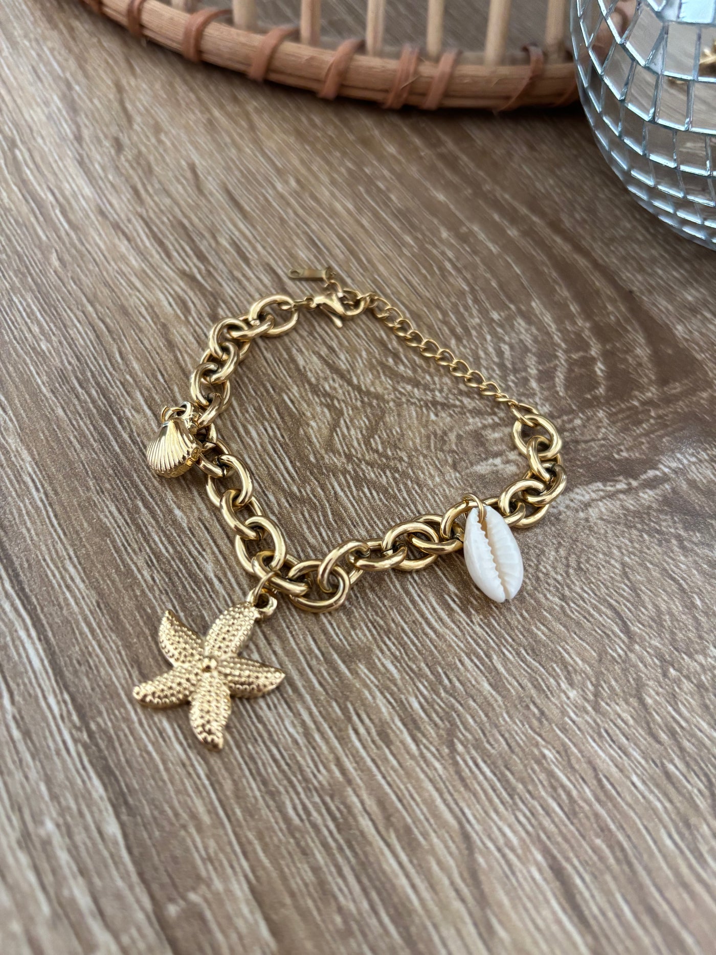 Gold Stars & Shells Chain Bracelet for Women