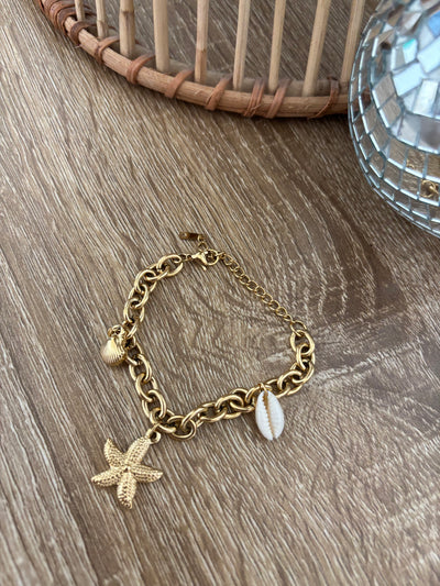 Gold Stars & Shells Chain Bracelet for Teens