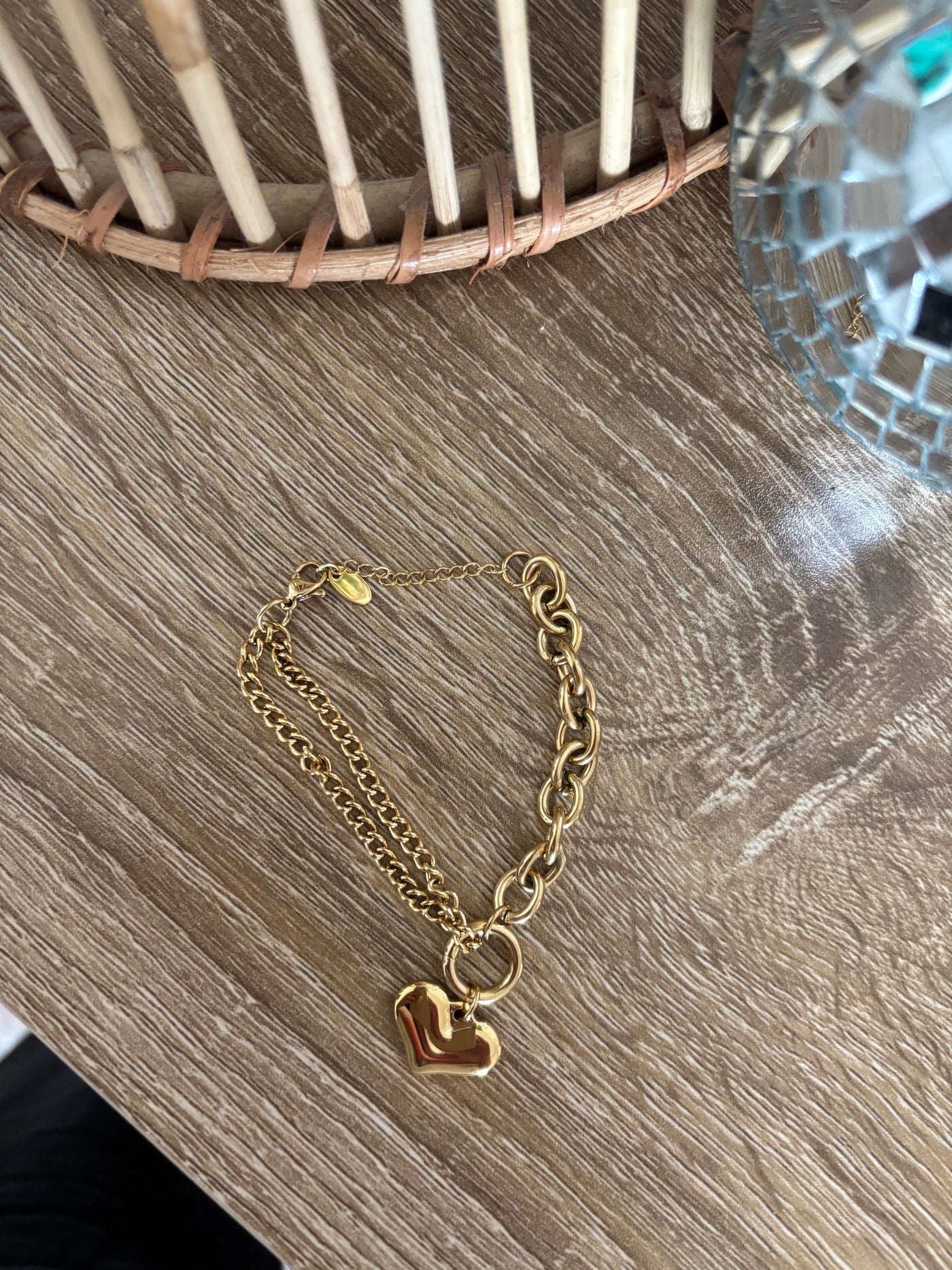 Gold Heart Chain Bracelet