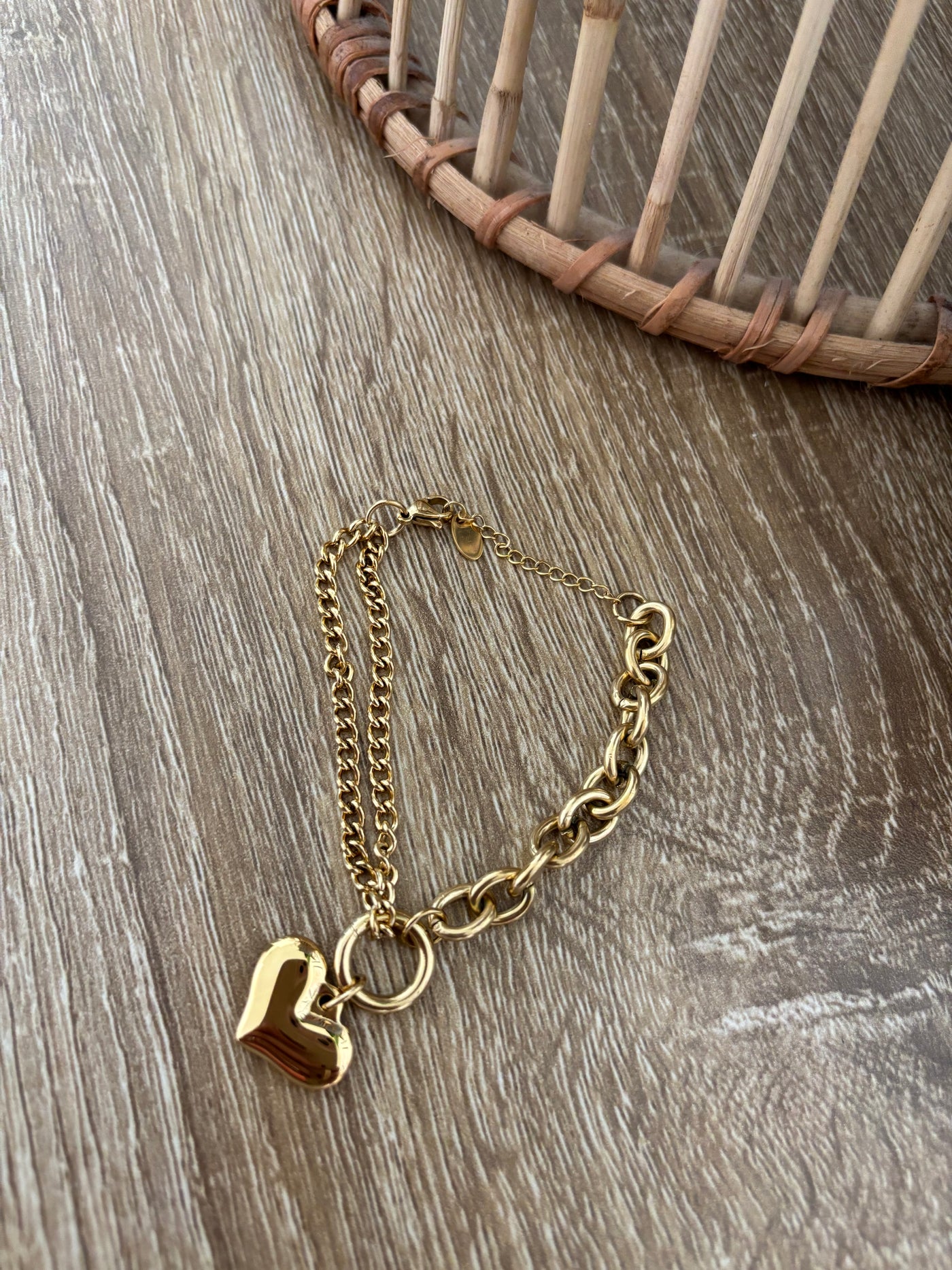 Gold Heart Chain Bracelet for Teens