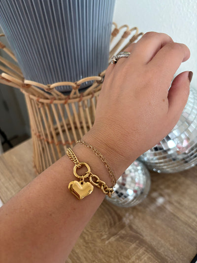 Gold Heart Chain Bracelet Funky