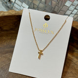 Classic Mini Cross Necklace // Gold