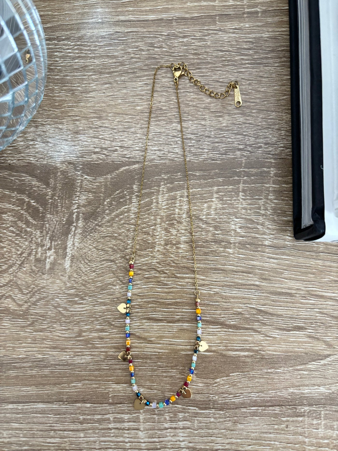 Gold Beaded Heart Necklace