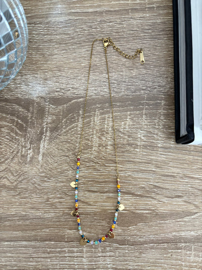 Gold Beaded Heart Necklace