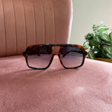 Aviator Frame Sunglasses | Brown Tortoise with Black Lenses