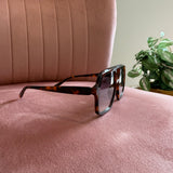 Aviator Frame Sunglasses | Brown Tortoise with Black Lenses