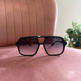 Aviator Frame Sunglasses | Black with Black Lenses