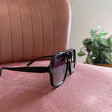 Aviator Frame Sunglasses | Black with Black Lenses