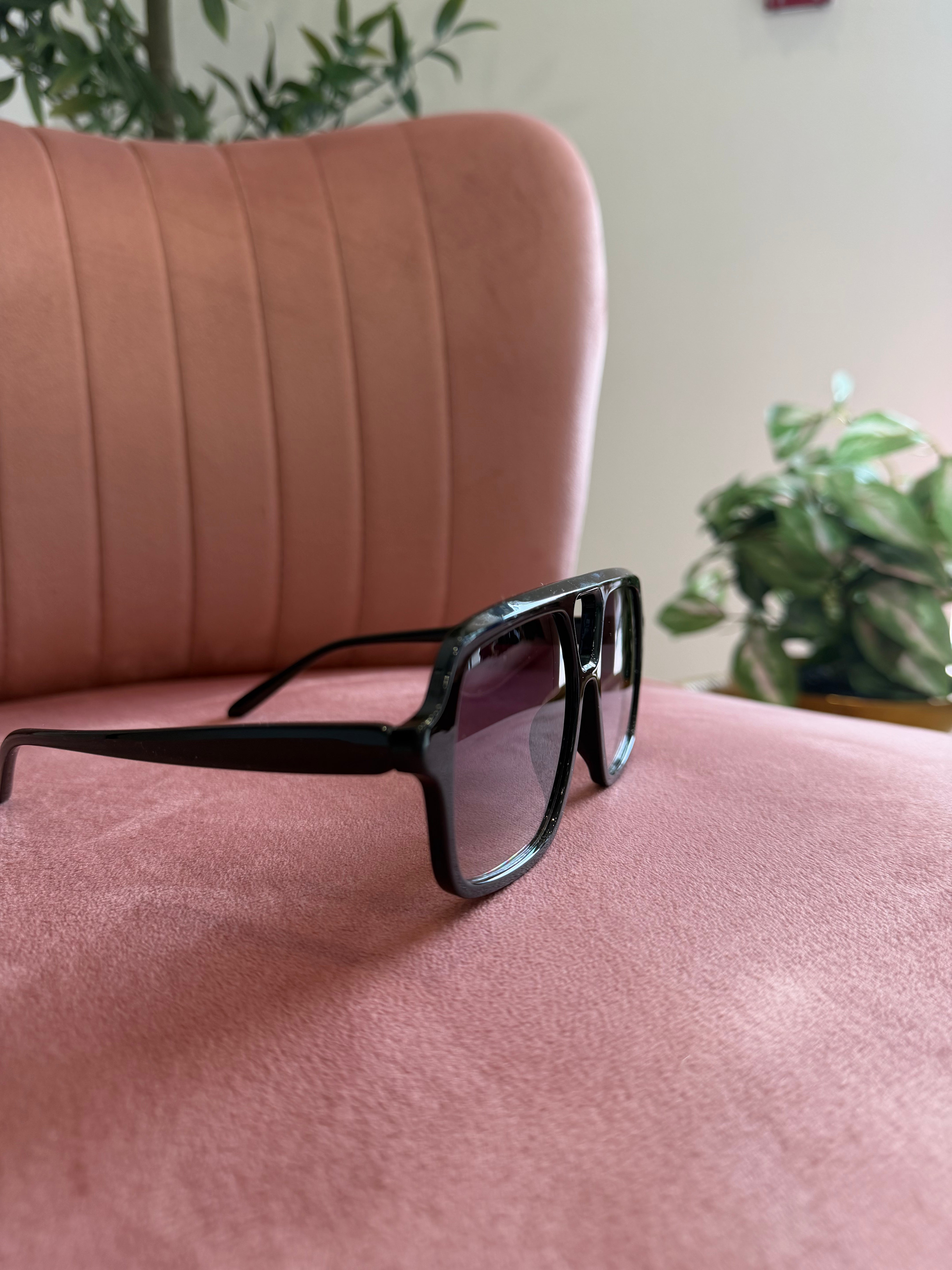 Aviator Frame Sunglasses | Black with Black Lenses