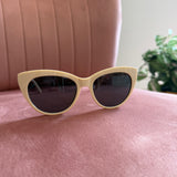 Cateye Frame Sunglasses | Off White with Black Lenses