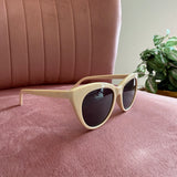 Cateye Frame Sunglasses | Off White with Black Lenses