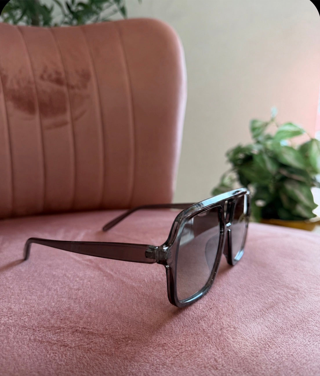 Aviator Frame Sunglasses | Black with Green Lenses