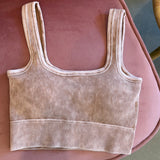 Ribbed Square Seamless Bralette | Deep Camel