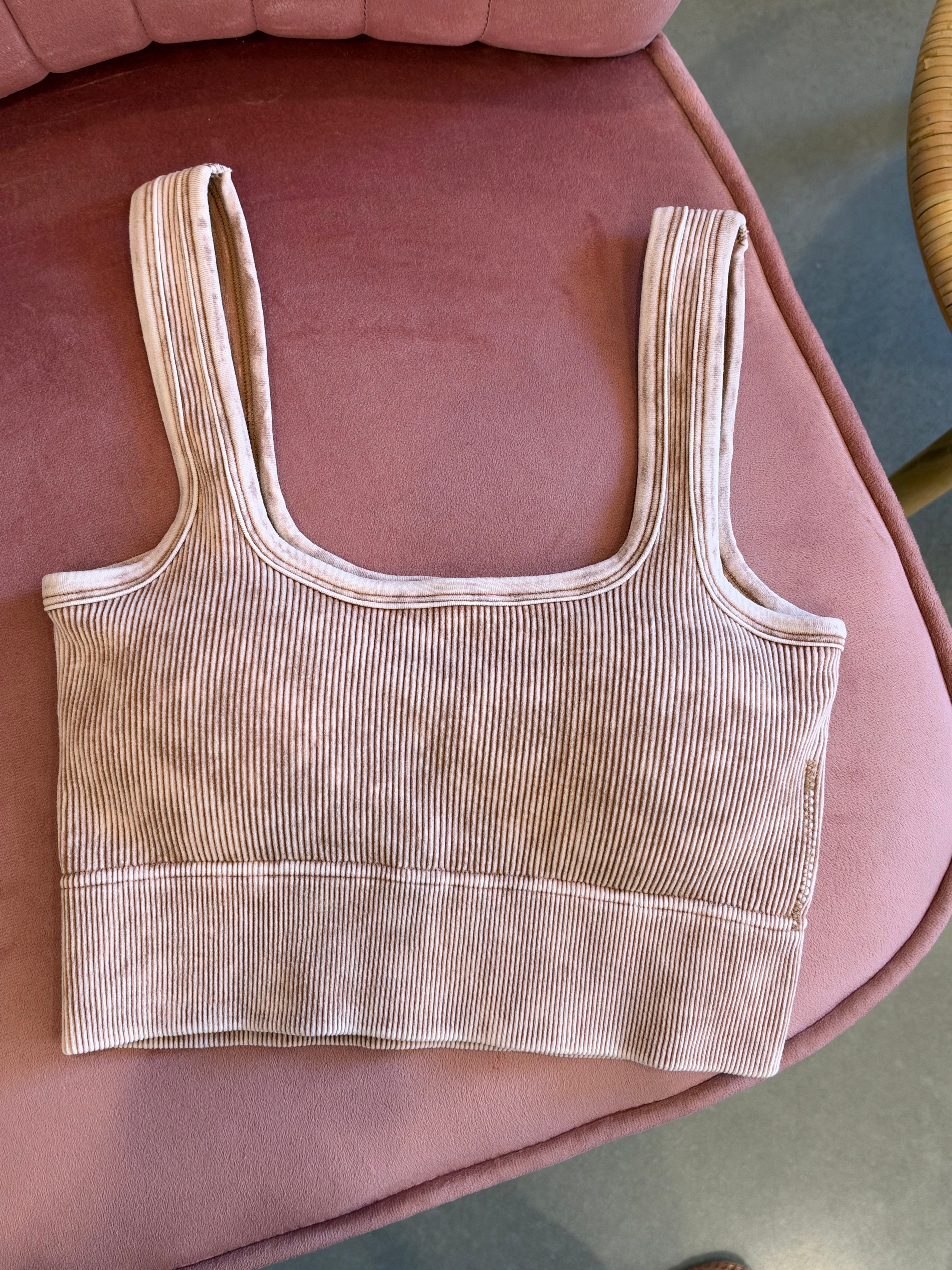 Ribbed Square Seamless Bralette | Deep Camel