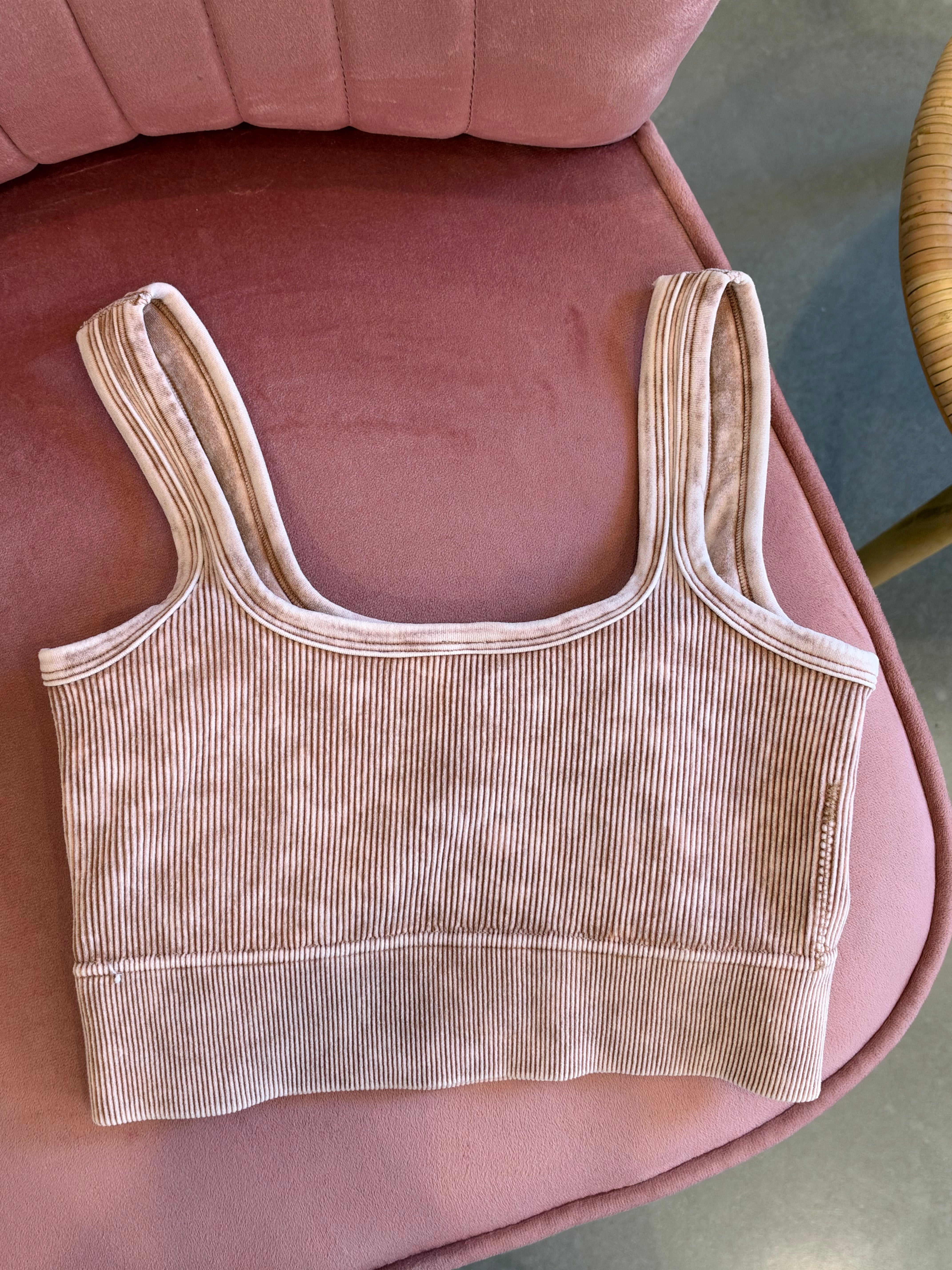 Ribbed Square Seamless Bralette | Deep Camel