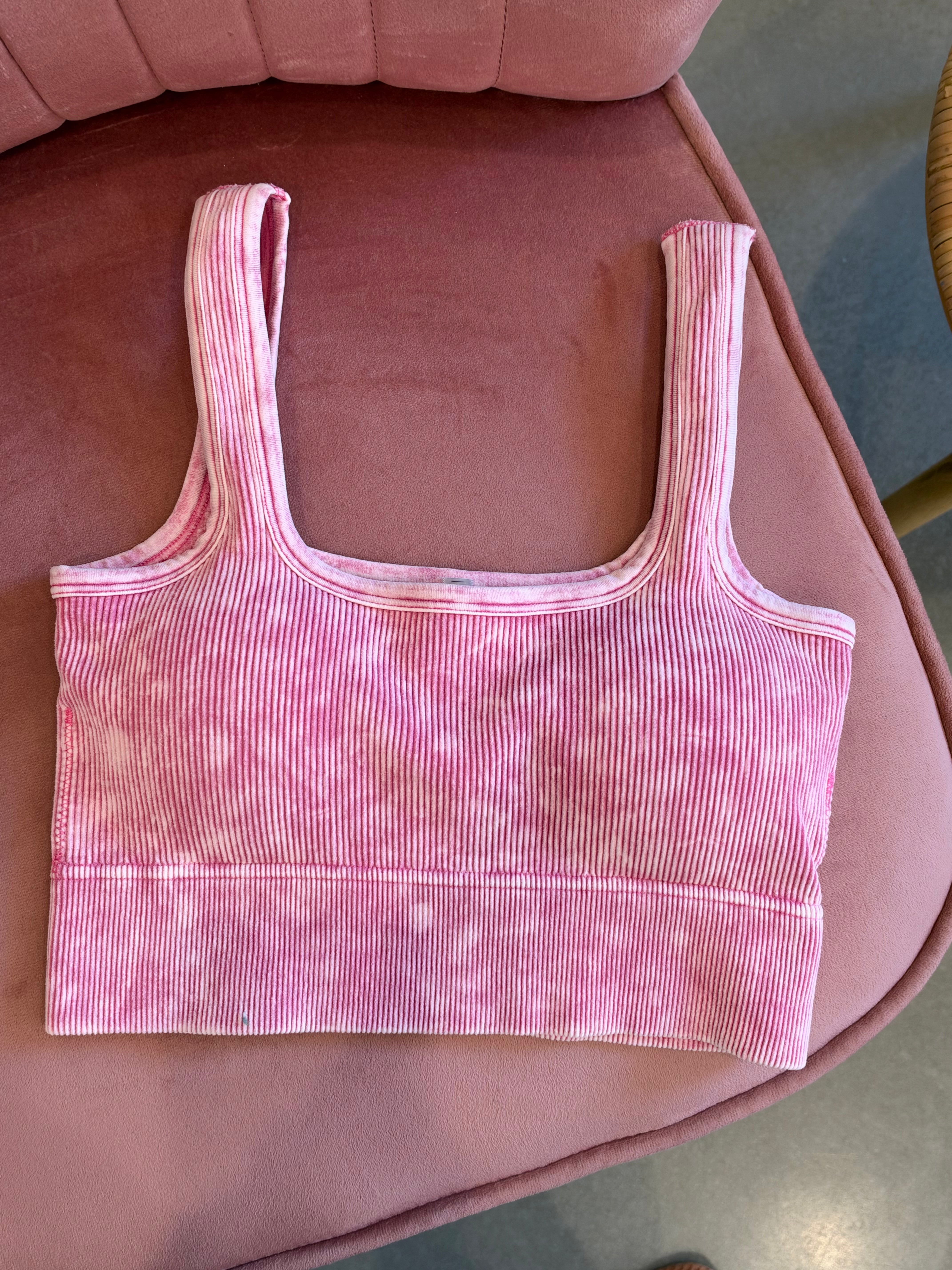 Ribbed Square Seamless Bralette | Ash Pink