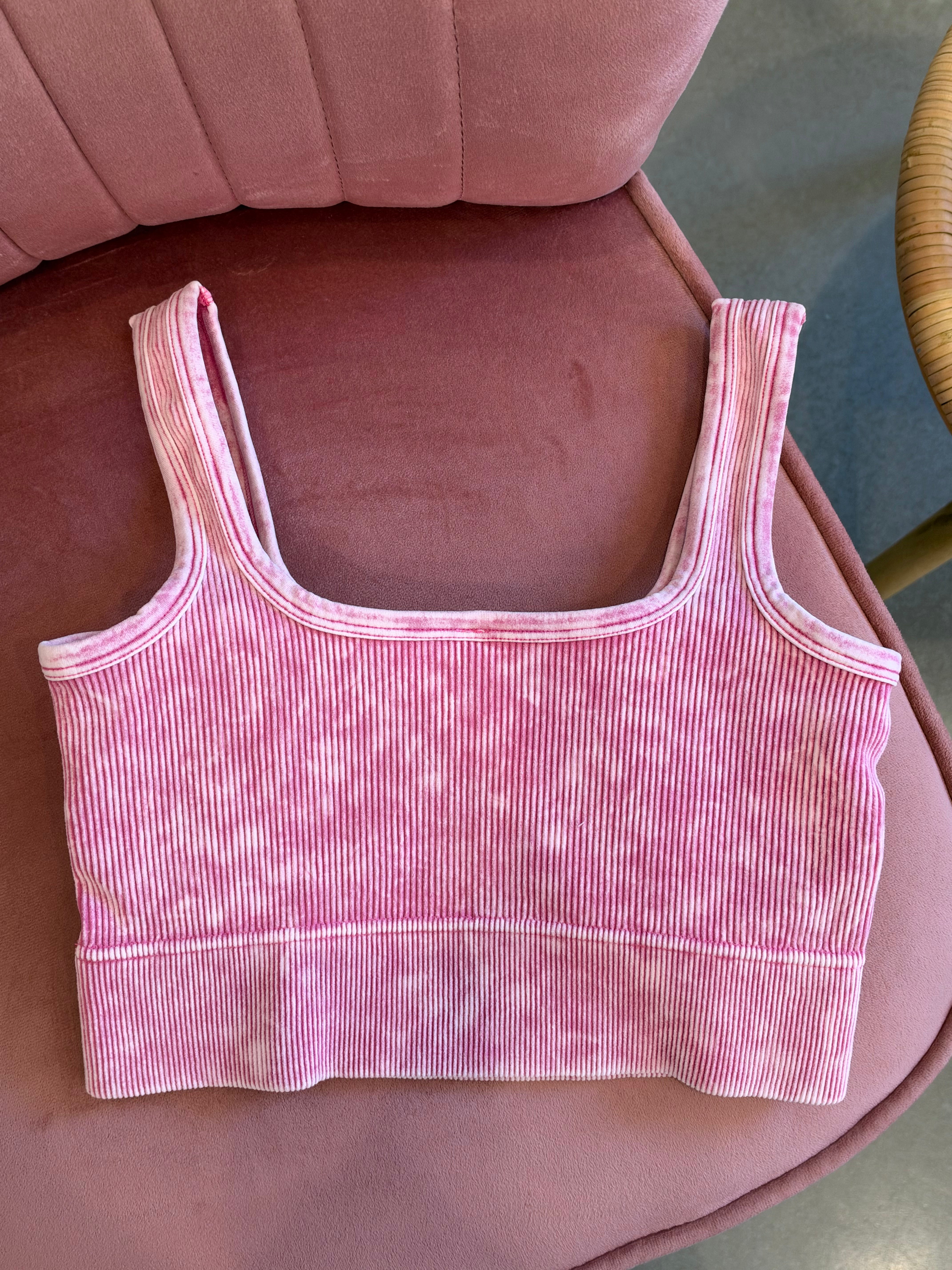 Ribbed Square Seamless Bralette | Ash Pink