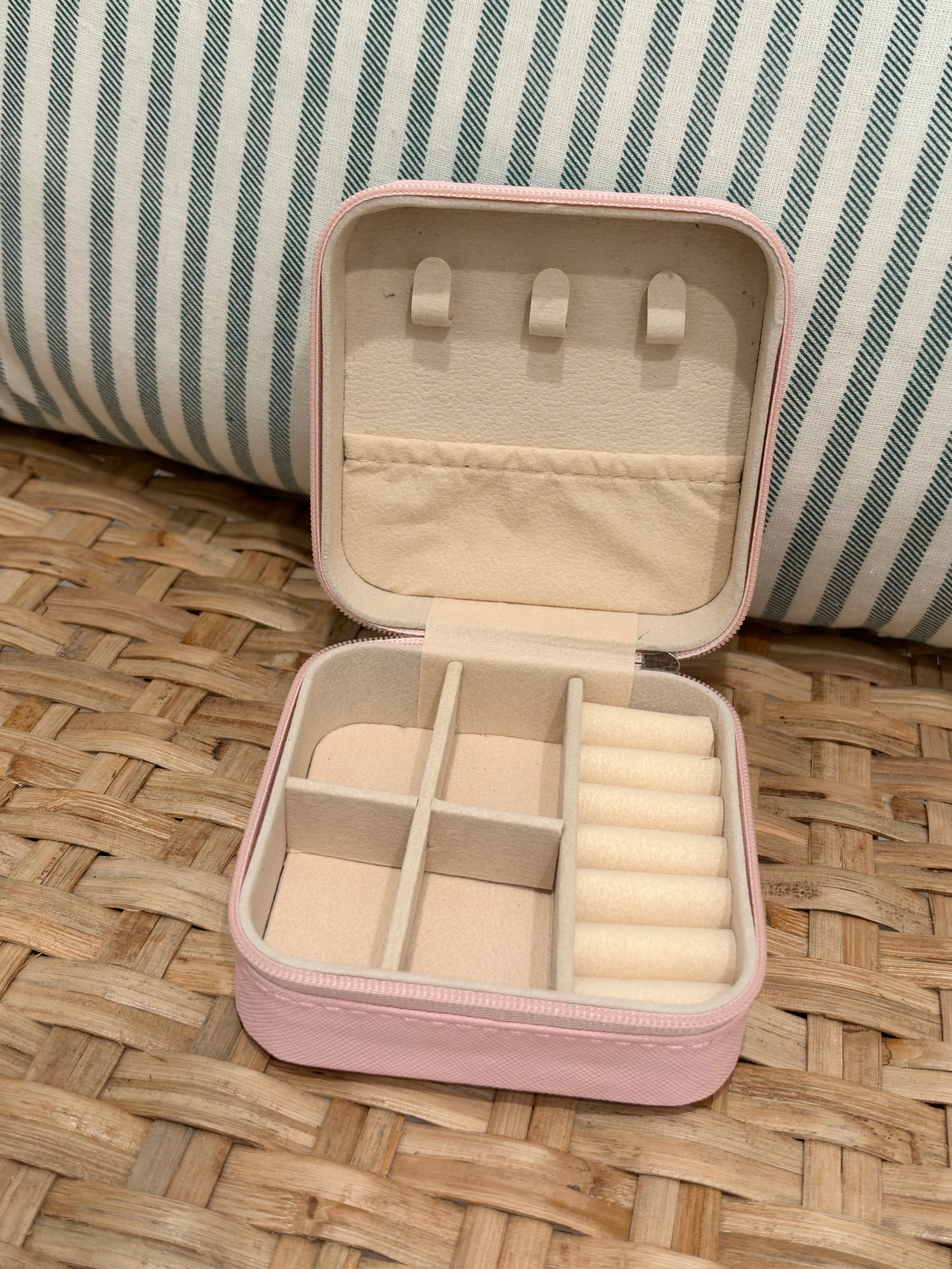 Jewelry Travel Box Case | Pink & Green Polka Dots