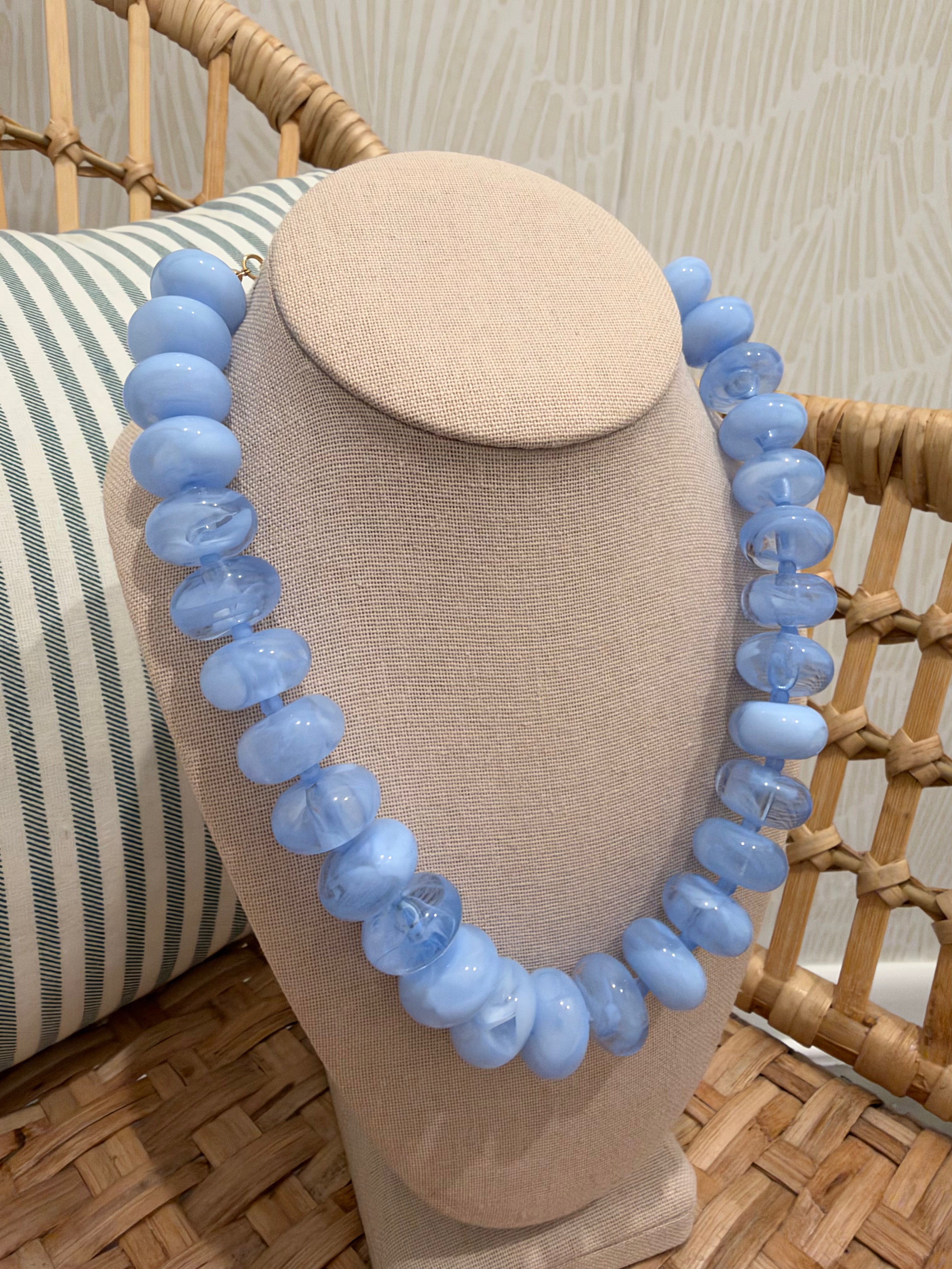 Chunky Beaded Statement Necklace | Blue