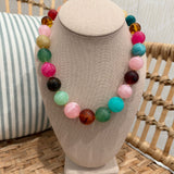 Vintage-Inspired Multi Marbled Resin Necklace