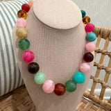 Vintage-Inspired Multi Marbled Resin Necklace