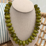 Chunky Beaded Statement Necklace | Olive