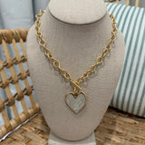 White Inlay Heart Toggle Necklace