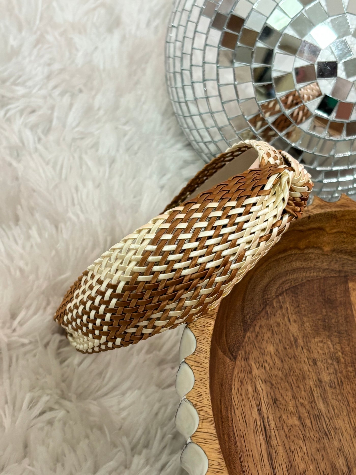 Two Tone Basket Weave Twist Headband | Brown